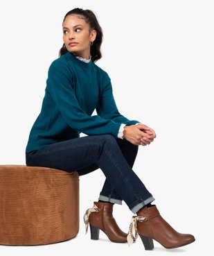 Jean femme regular taille normale brut avec ceinture vue1 - GEMO(FEMME PAP) - GEMO