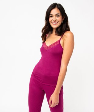 Haut de pyjama femme à fines bretelles et dentelle vue1 - GEMO(HOMWR FEM) - GEMO