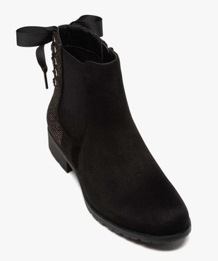 Boots femme chelsea zippées avec ruban sur le contrefort vue5 - GEMO (CASUAL) - GEMO