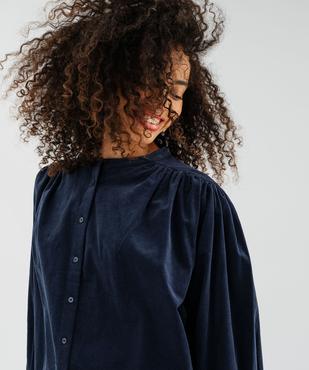 Chemise ample à col victorien en velours milleraies femme vue2 - GEMO(FEMME PAP) - GEMO