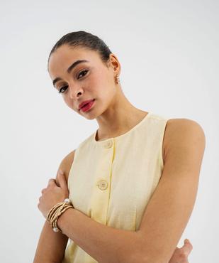 Chemise sans manches à col rond en viscose et lin femme vue2 - GEMO 4G FEMME - GEMO