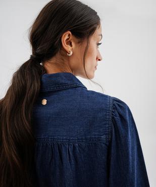 Chemise en jean manches longues à col lavallière amovible femme LuluCastagnette vue2 - LULU CASTAGNETTE G4G D - GEMO