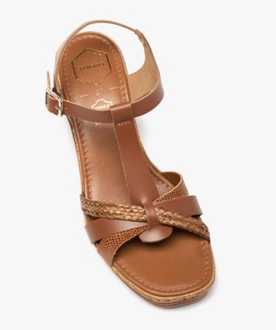 Sandales femme compensées dessus cuir - Tanéo vue5 - TANEO - GEMO
