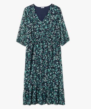 Robe femme longue imprimée à manches 3/4 vue4 - GEMO (G TAILLE) - GEMO