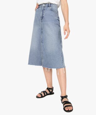 Jupe femme en jean longueur mollets – LuluCastagnette vue1 - LULUCASTAGNETTE - GEMO