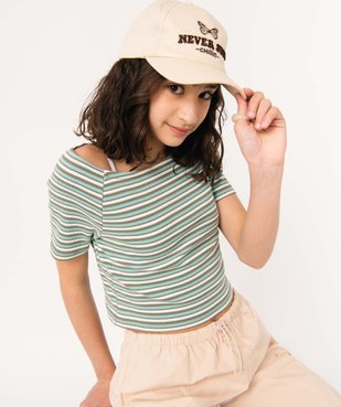 Casquette fille avec motif papillon et inscription brodée vue1 - GEMO (JUNIOR) - GEMO