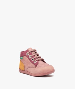 Chaussures premiers pas bébé fille en cuir imprimé fleuri - Kickers vue2 - KICKERS - GEMO
