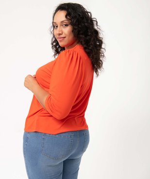 Tee-shirt femme grande taille à manches 3/4 avec col V zippé vue3 - GEMO (G TAILLE) - GEMO