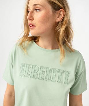 Tee-shirt à manches courte avec message brodé femme vue2 - GEMO(FEMME PAP) - GEMO