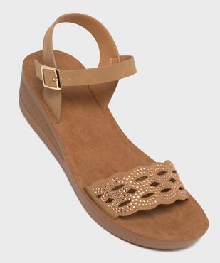 Sandales à talon compensée et bride ajourée à strass femme vue5 - VALENTINA BALDA - GEMO