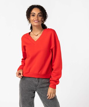 Sweat femme ample et court à col V vue1 - GEMO(FEMME PAP) - GEMO