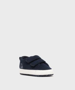 Chaussons de naissance en velours côtelé à scratch - LuluCastagnette vue2 - LULUCASTAGNETTE - GEMO