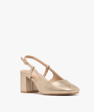 Escarpins sling-back à talon large et bout carré femme vue3 - FOLLOW ME - GEMO