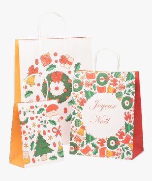 Sac cadeau de Noël en papier (lot de 3) vue1 - GEMO 4G FEMME - GEMO