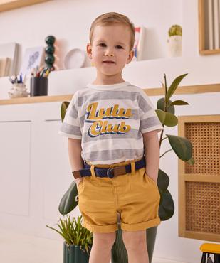Short en twill avec ceinture tressée bébé garçon - LuluCastagnette vue1 - LULUCASTAGNETTE - GEMO