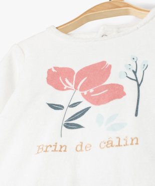 Pyjama bébé fille en velours 2 pièces avec motifs fleuris vue2 - GEMO(BB COUCHE) - GEMO