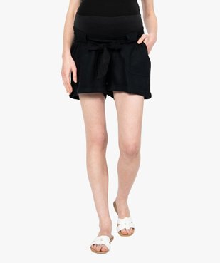 Short de grossesse en lin avec ceinture stretch vue1 - GEMO C4G MATERN - GEMO