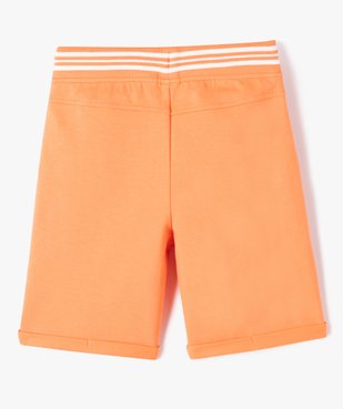 Bermuda en coton avec ceinture bord-côte garçon vue3 - GEMO (ENFANT) - GEMO