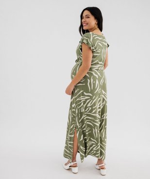 Robe longue à col cache-cœur et manches courtes volantées femme vue4 - GEMO 4G MATERN - GEMO