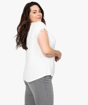 Tee-shirt femme sans manches avec finitions dentelle vue3 - GEMO (G TAILLE) - GEMO