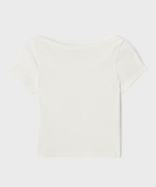 Tee-shirt manches courtes et col bateau coupe courte fille vue1 - GEMO 4G FILLE - GEMO