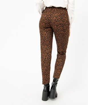 Pantalon droit en toile extensible imprimé léopard femme vue3 - GEMO(FEMME PAP) - GEMO