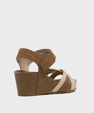 Sandales à talon compensé en suédine et bride scratch femme vue4 - VALENTINA BALDA - GEMO