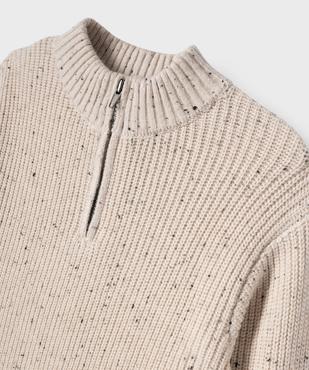 Pull en maille côtelée avec col montant zippé garçon vue3 - GEMO (ENFANT) - GEMO
