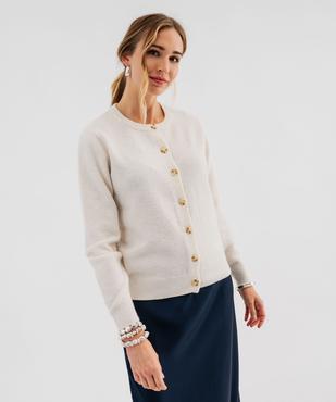 Gilet à col rond en maille fine femme vue1 - GEMO 4G FEMME - GEMO