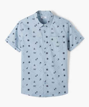 Chemise de Noël garçon à manches courtes avec poche poitrine vue1 - GEMO (JUNIOR) - GEMO