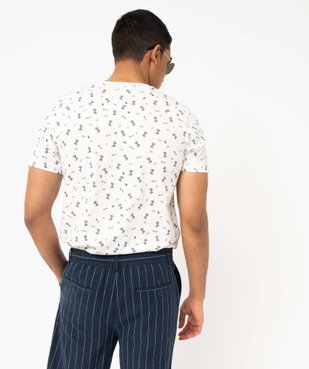 Tee-shirt homme manches courtes à micro motifs palmiers vue3 - GEMO (HOMME) - GEMO