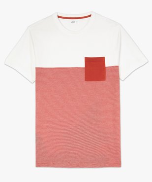 Tee-shirt homme à manches courtes bicolore uni/rayé vue4 - GEMO (HOMME) - GEMO