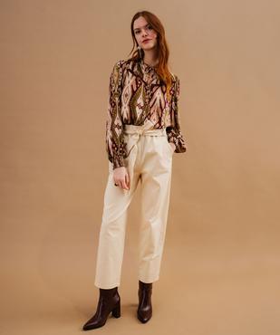 Pantalon mom à taille paper bag élastiquée femme vue1 - GEMO(FEMME PAP) - GEMO