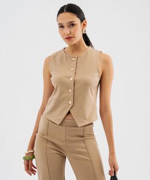Gilet de costume sans manches à boutons dorés femme vue2 - GEMO(FEMME PAP) - GEMO