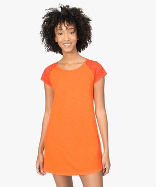 Robe femme avec manches en dentelle contenant du coton bio vue1 - GEMO C4G FEMME - GEMO