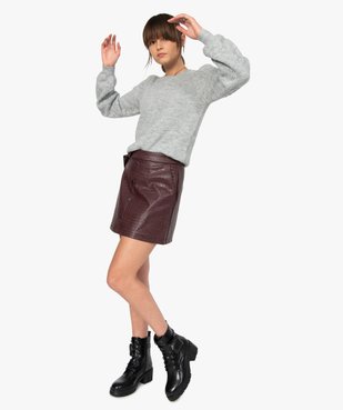 Jupe femme évasée en synthétique imitation cuir avec ceinture vue5 - GEMO(FEMME PAP) - GEMO