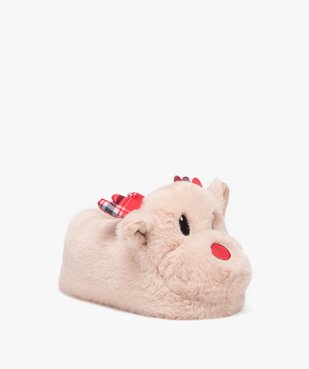 Chaussons fille en volume tête de cerf spécial Noël vue1 - GEMO 4G FILLE - GEMO