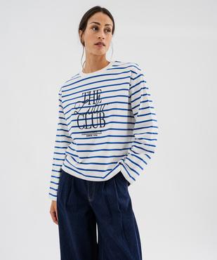 Tee-shirt manches longues rayé à col rond femme - LuluCastagnette vue1 - LULUCASTAGNETTE - GEMO