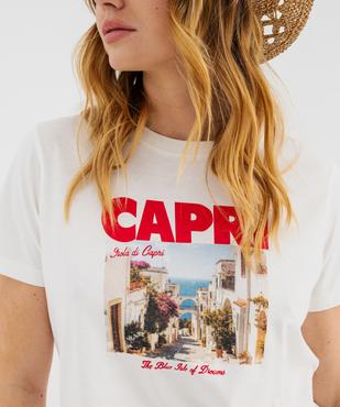 Tee-shirt manches courtes en jersey de coton imprimé femme vue2 - GEMO 4G FEMME - GEMO