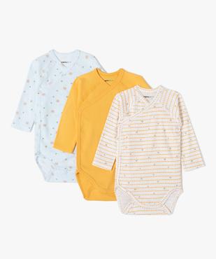 Bodies bébé à manches longues fermeture croisée (lot de 3) - No gaspi vue1 - NOGASPI - GEMO