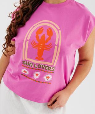 Tee-shirt sans manches avec motif sur l’avant femme grande taille vue3 - GEMO (G TAILLE) - GEMO