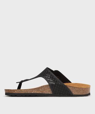 Sandales plates en cuir à entredoigt et large bride ajourée femme vue4 - VALENTINA BALDANO GEMO FORGOOD - GEMO