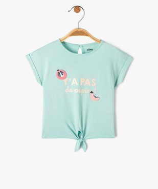 Tee-shirt bébé fille loose à manches courtes et motif brillant vue2 - GEMO(BEBE DEBT) - GEMO