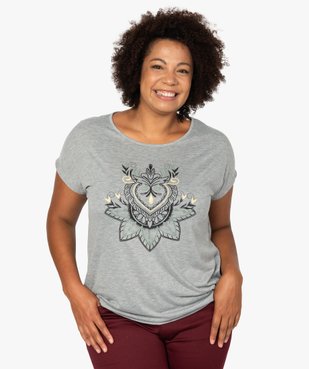 Tee-shirt femme à manches courtes à motifs vue1 - GEMO (G TAILLE) - GEMO
