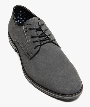 Derbies homme dessus cuir velours et couture débordante vue5 - GEMO(URBAIN) - GEMO