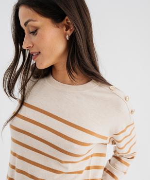 Pull en maille fine avec boutons sur l’épaule femme vue3 - GEMO 4G FEMME - GEMO