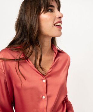 Chemise unie en matière satinée femme vue2 - GEMO(FEMME PAP) - GEMO