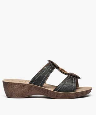 Mules femme confort à talon compensé et brides fantaisie vue1 - GEMO (CONFORT) - GEMO