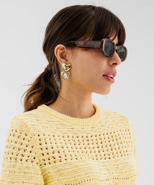 Pull manches courtes en maille ajourée femme vue3 - GEMO(FEMME PAP) - GEMO