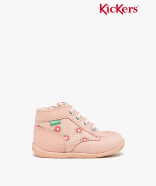 Chaussures premiers pas bébé fille en cuir imprimé à fleurs - Kickers vue1 - KICKERS - GEMO